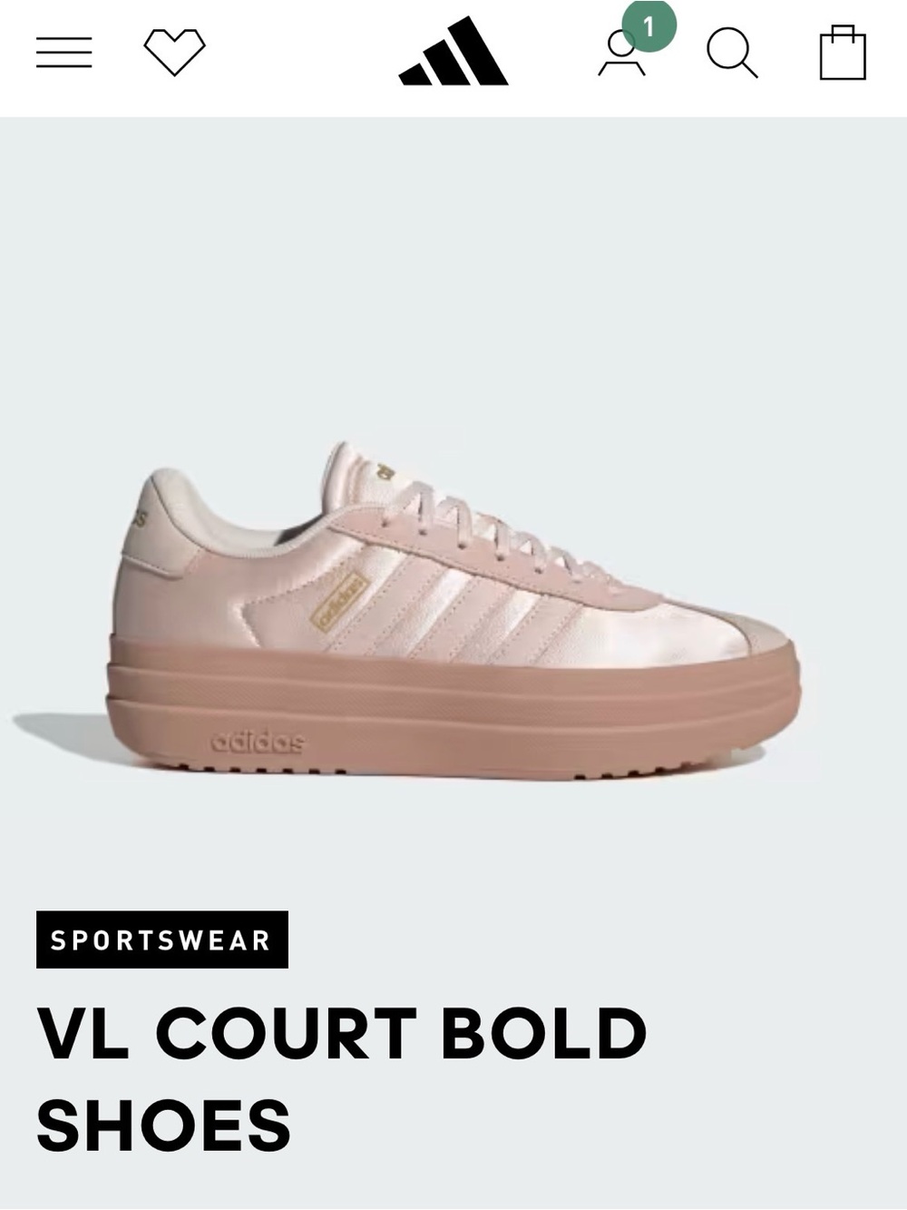 adidas VL Court Bold Women's Sneakers — Light Pink & Rose